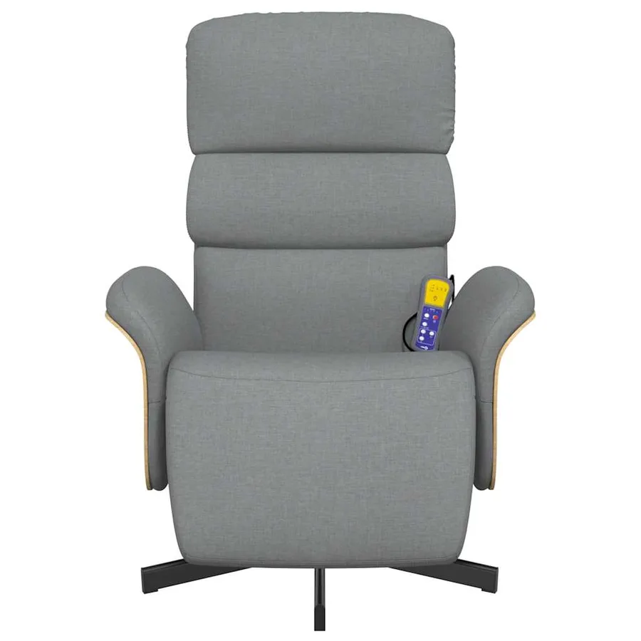 Fauteuil inclinable de massage et repose-pieds gris clair tissu - 4