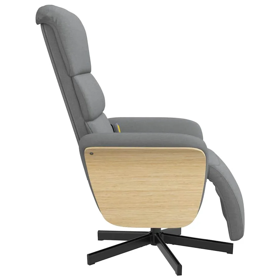 Fauteuil inclinable de massage et repose-pieds gris clair tissu - 5
