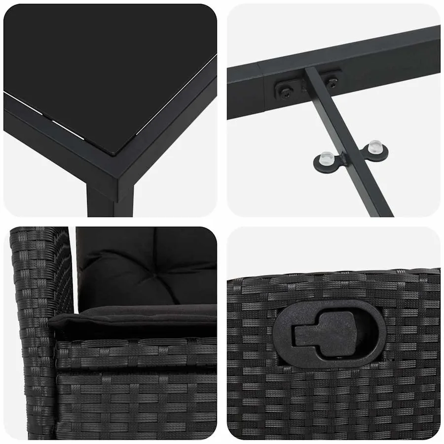 Ensemble de salle à manger pour jardin 7 pcs Noir polyrotin - 9
