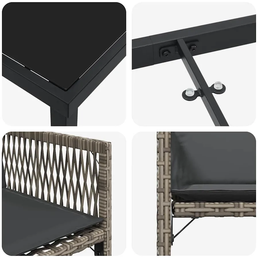 Ensemble de salle à manger pour jardin 9 pcs Gris polyrotin - 9