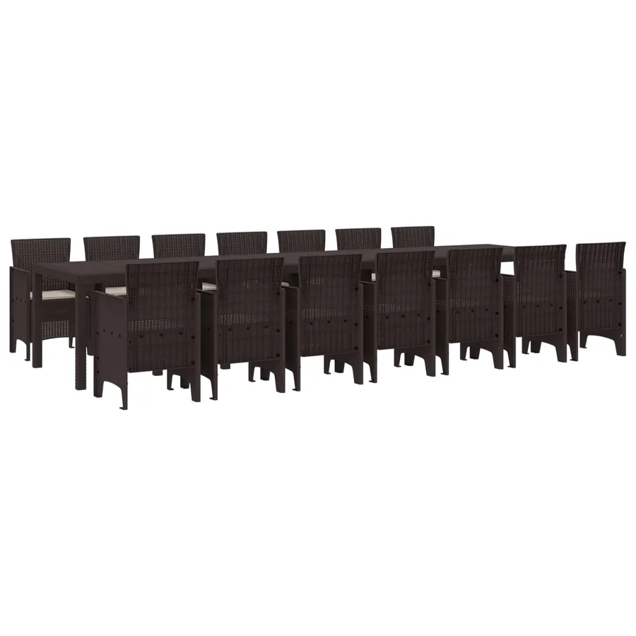 Ensemble de salle à manger de jardin avec coussins 15 pcs