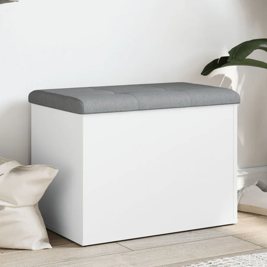 Banc de rangement Blanc 62x42x45 cm Bois d'ingénierie
