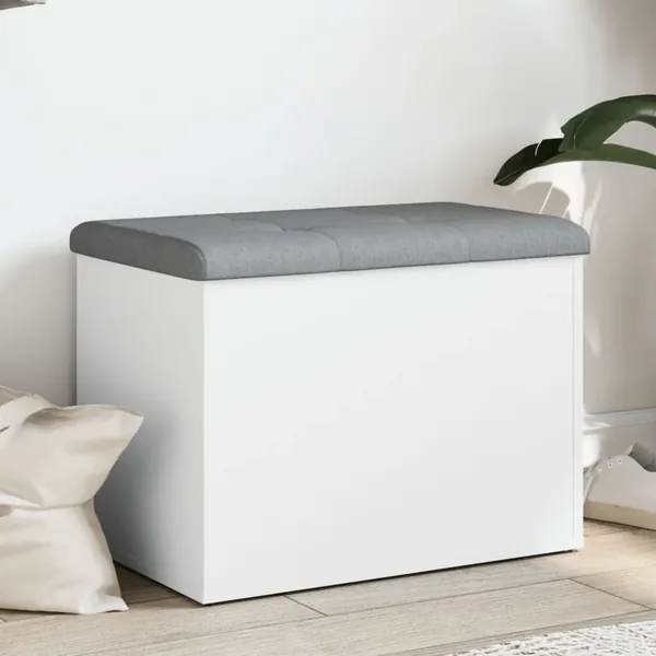 Banc de rangement Blanc 62x42x45 cm Bois d'ingénierie