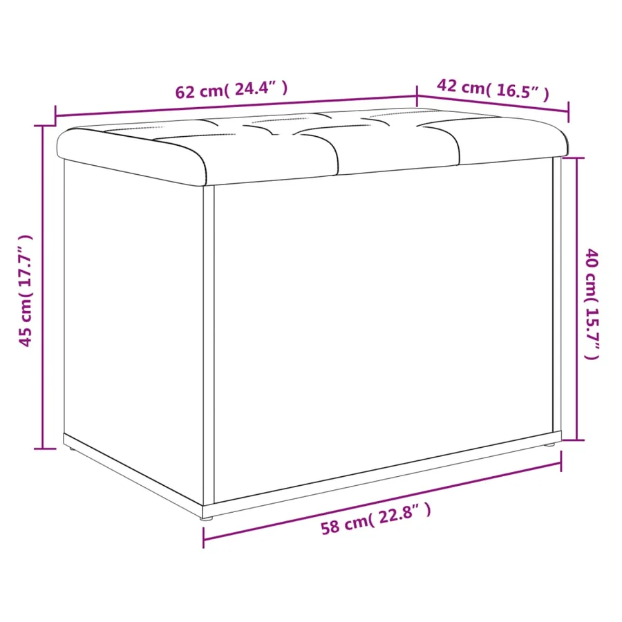 Banc de rangement Blanc 62x42x45 cm Bois d'ingénierie - 9