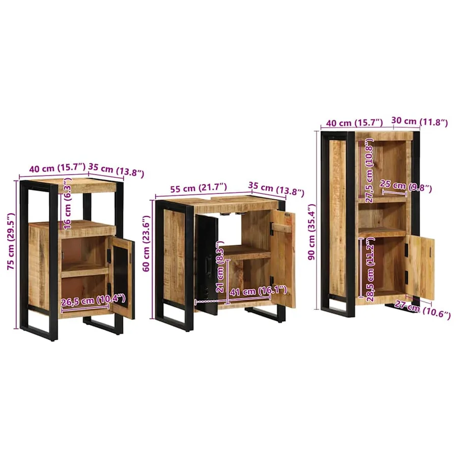 Ensemble de mobilier de salle de bain avec tiroir 3 pcs - 15