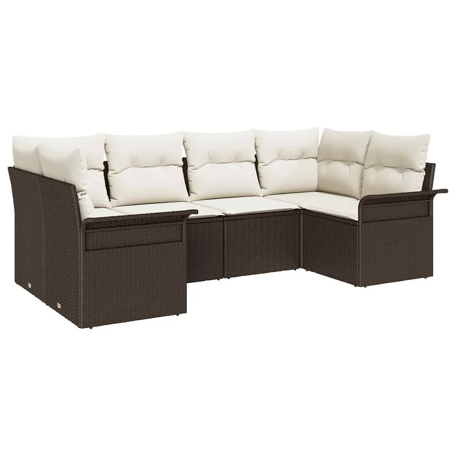 Ensemble de canapé de jardin 6 pcs Marron polyrotin - 2