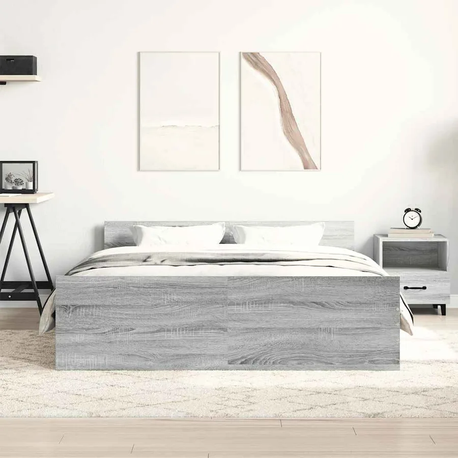 Cadre de lit sans matelas sonoma gris 150x200 cm - 4