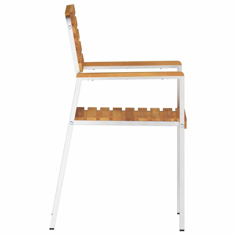 Chaise de jardin 8 pcs Bois d'acacia massif et acier inoxydable - 6