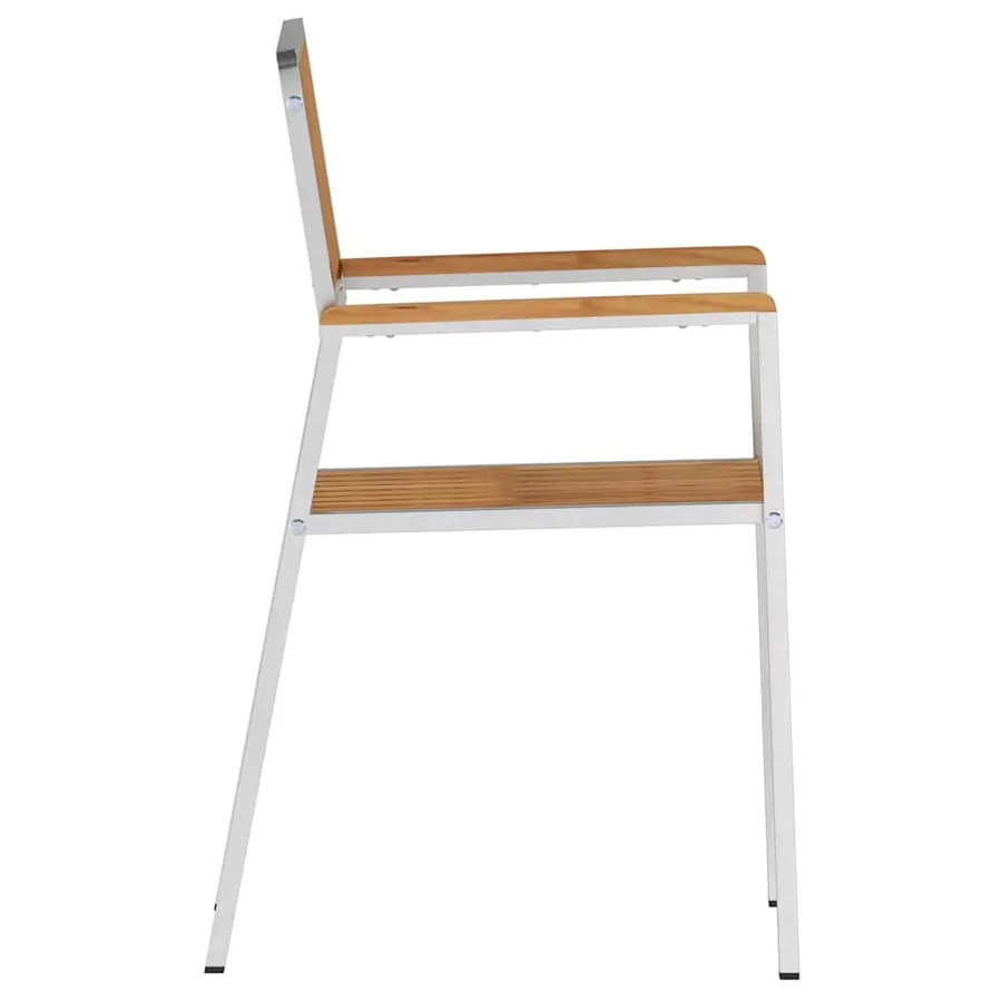 Chaise de jardin 4 pcs Bois de teck massif et acier inoxydable - 6