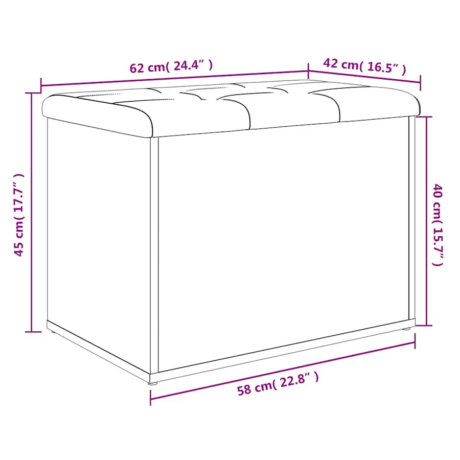 Banc de rangement Chêne Sonoma 62x42x45 cm Bois d'ingénierie - 9