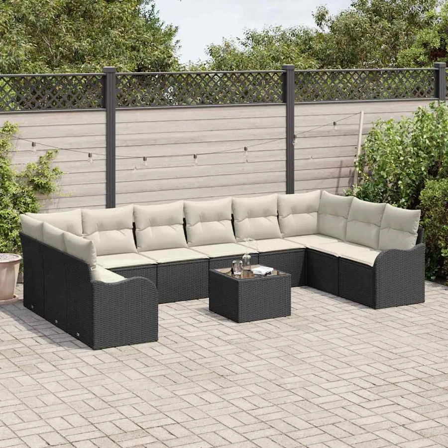 Ensemble de canapé de jardin Noir 55 x 55 x 37 cm polyrotin - 3