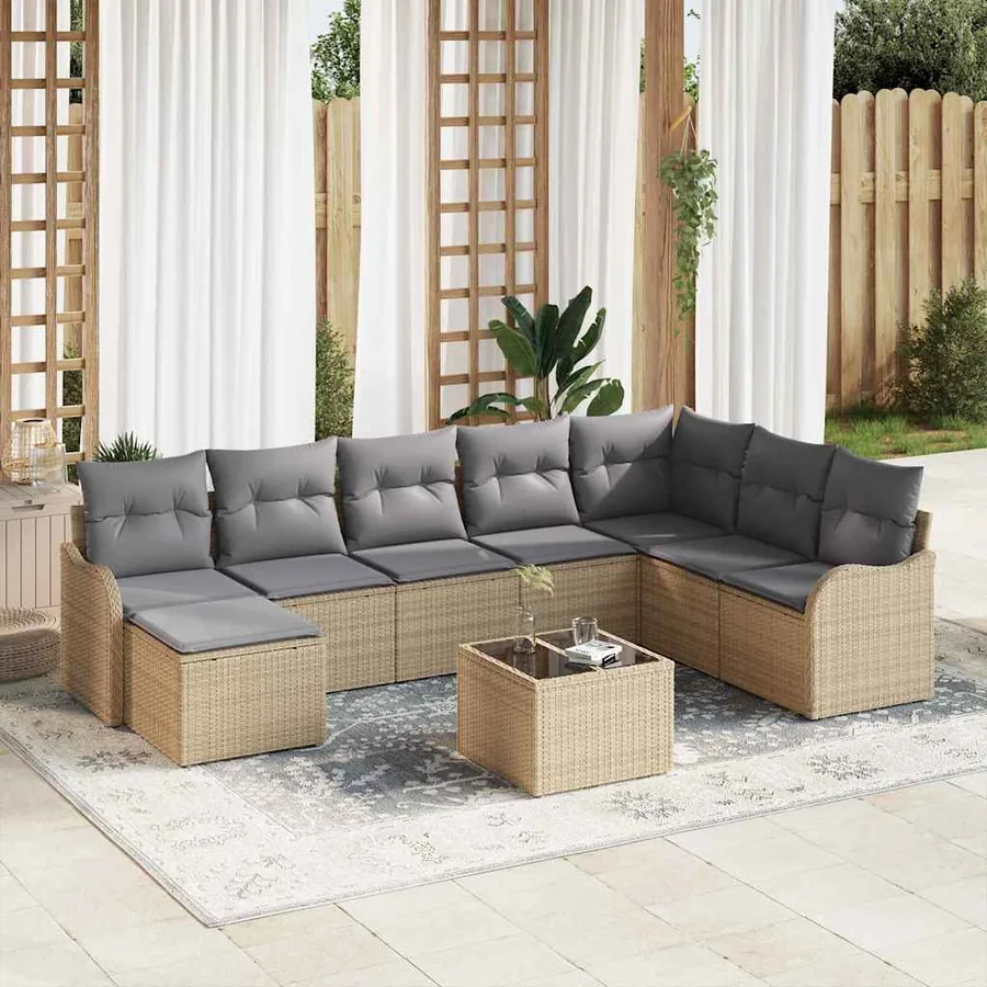 Ensemble de canapé de jardin Beige polyrotin