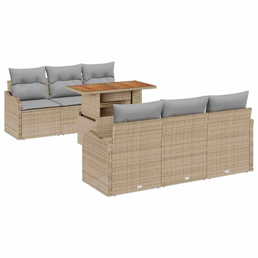Ensemble de canapé de jardin 7 pcs Beige et Gris clair - 2