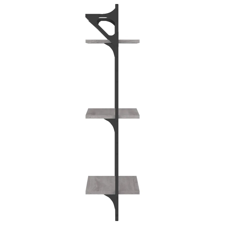 Étagères murales à 3 niveaux avec barres 2 pcs sonoma gris - 6