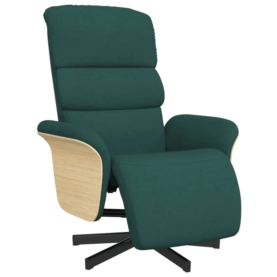 Fauteuil inclinable avec repose-pieds vert foncé tissu - 2