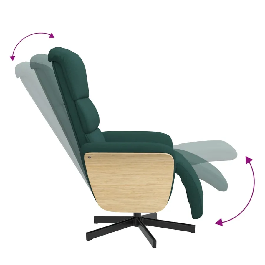 Fauteuil inclinable avec repose-pieds vert foncé tissu - 7
