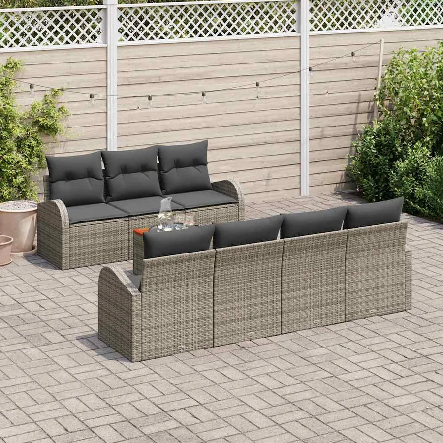 Ensemble de canapé de jardin avec stockage 8 pcs Gris polyrotin - 3