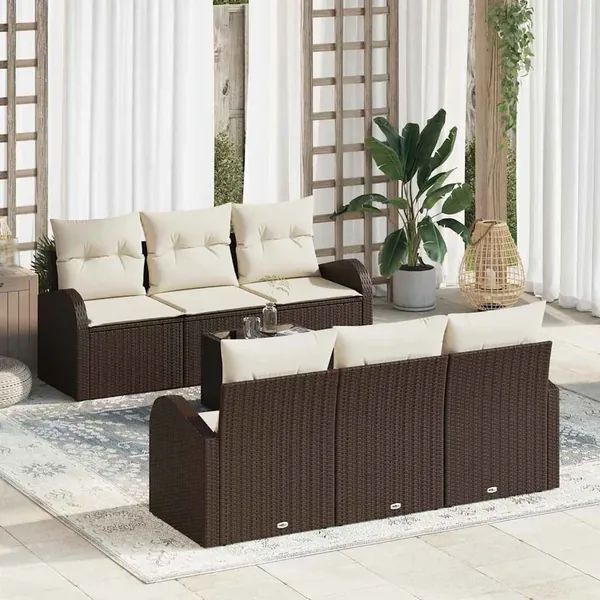 Ensemble de canapé de jardin Marron 55 x 55 x 37 cm polyrotin