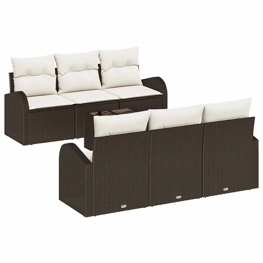 Ensemble de canapé de jardin Marron 55 x 55 x 37 cm polyrotin - 2