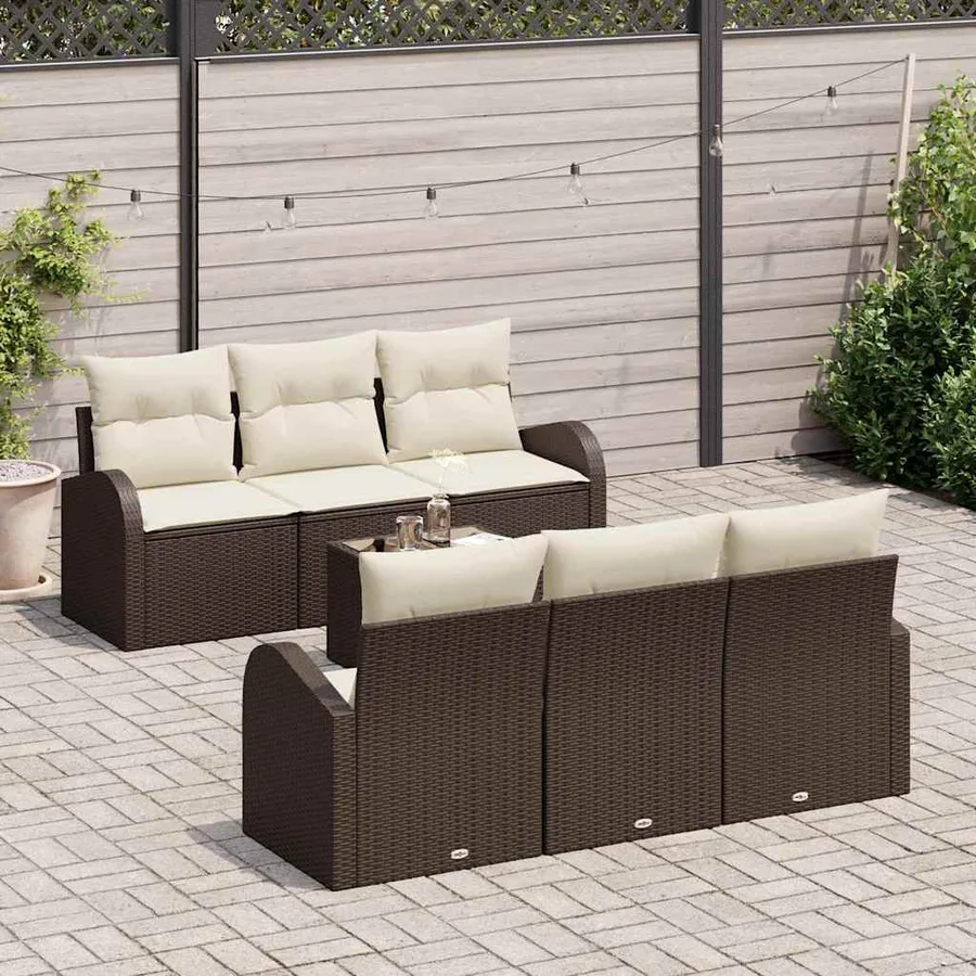 Ensemble de canapé de jardin Marron 55 x 55 x 37 cm polyrotin - 3
