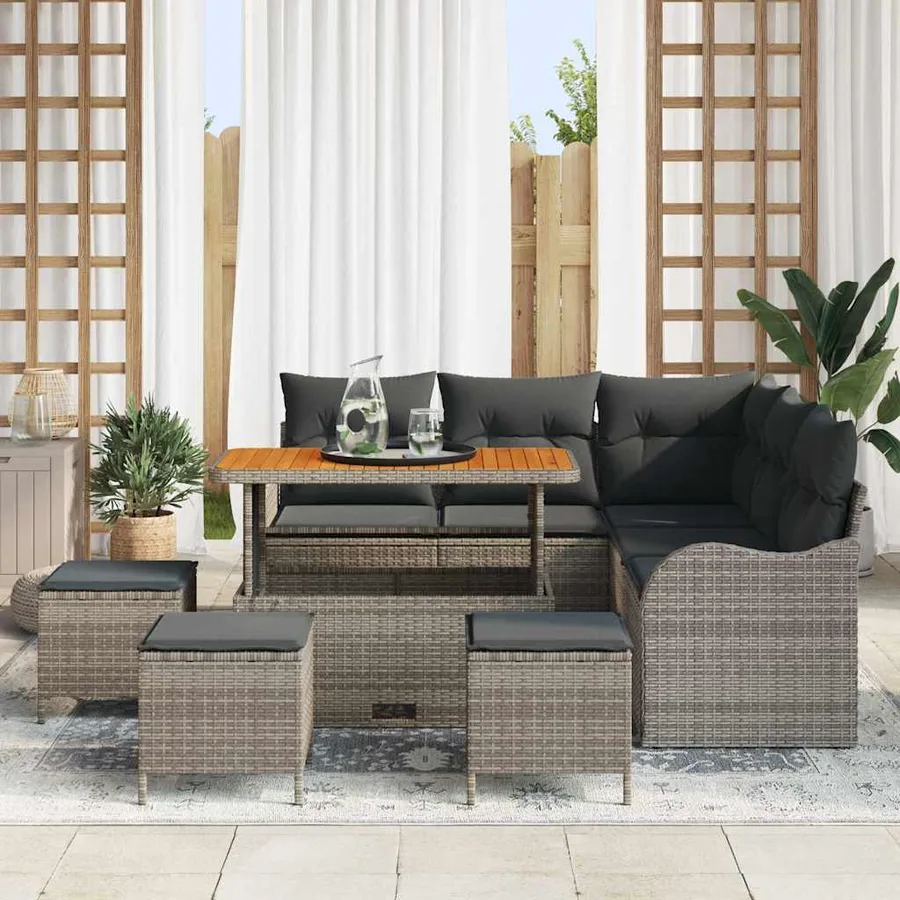 Ensemble de canapé de jardin avec coussin 9 pcs Gris - 3