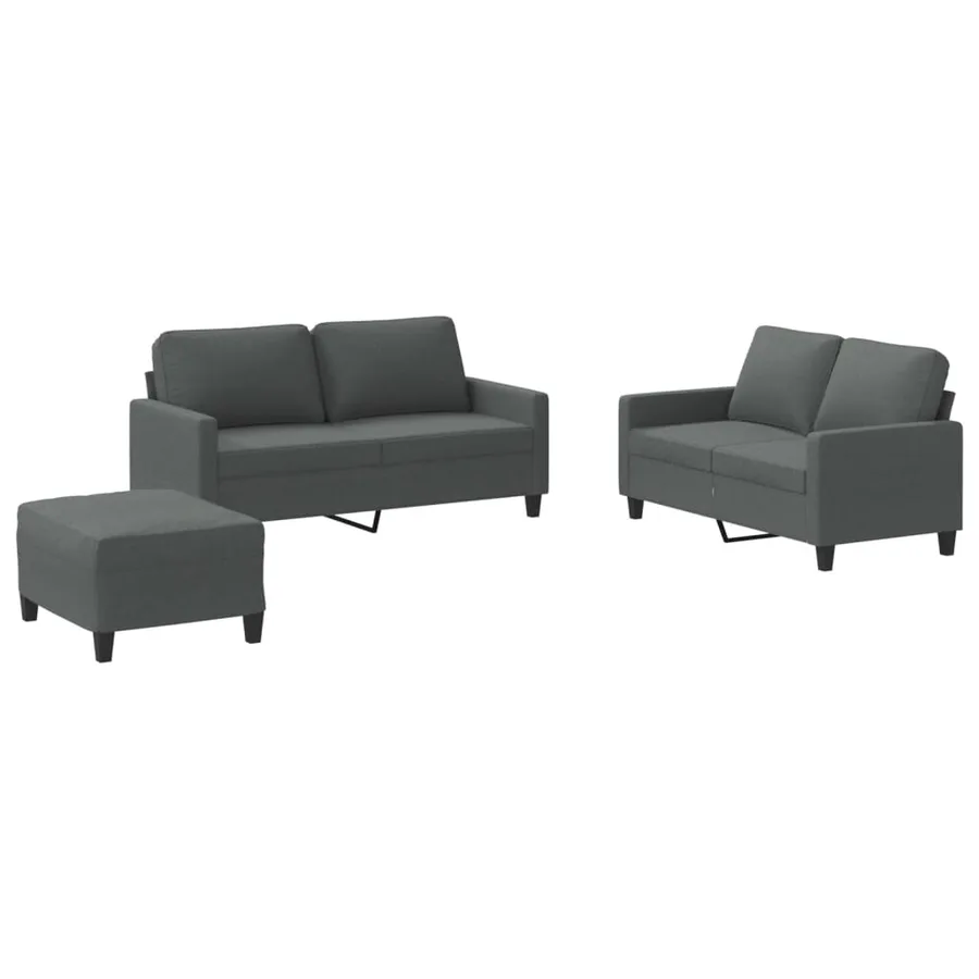 Ensemble de canapés 3 pcs avec coussins Gris foncé Tissu - 2
