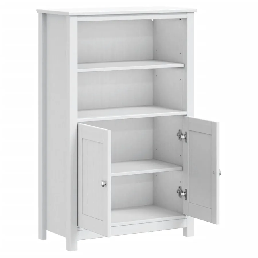 Armoire de salle de bain BERG blanc 69,5x34x110 cm pin massif - 4