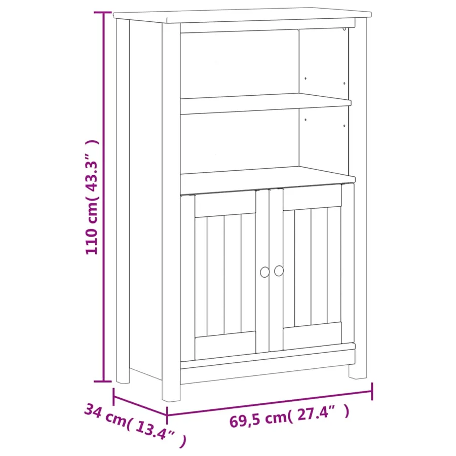 Armoire de salle de bain BERG blanc 69,5x34x110 cm pin massif - 8