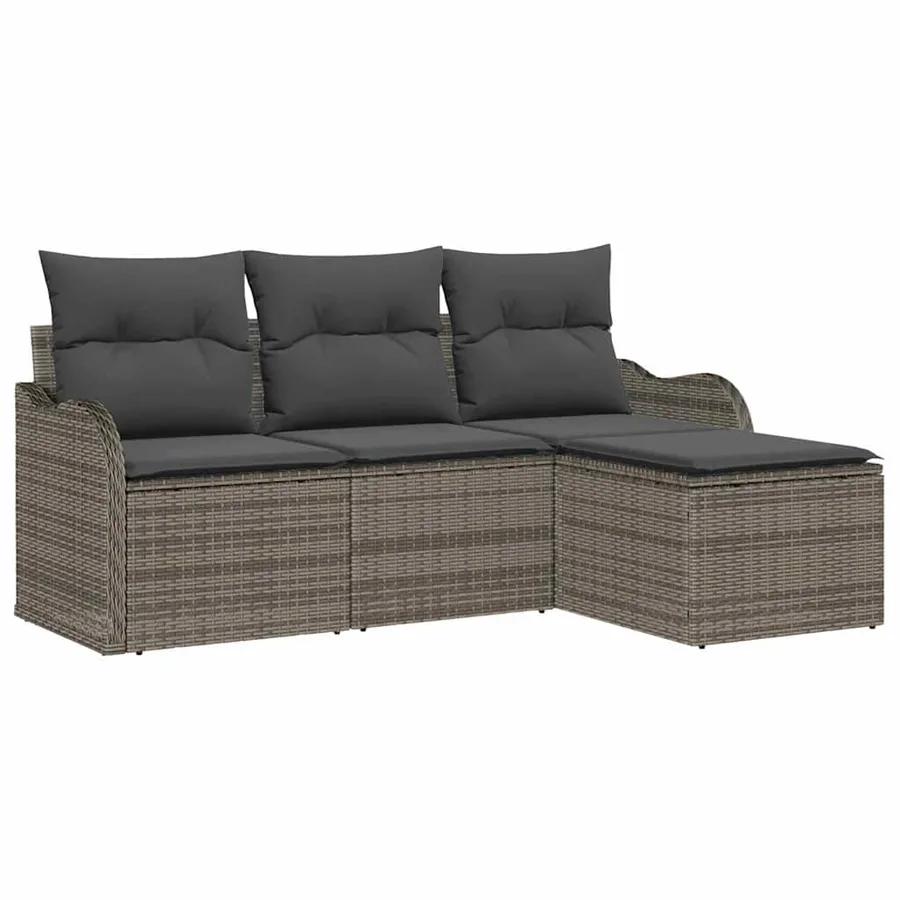 Ensemble de canapé de jardin avec stockage 4 pcs Gris polyrotin - 2