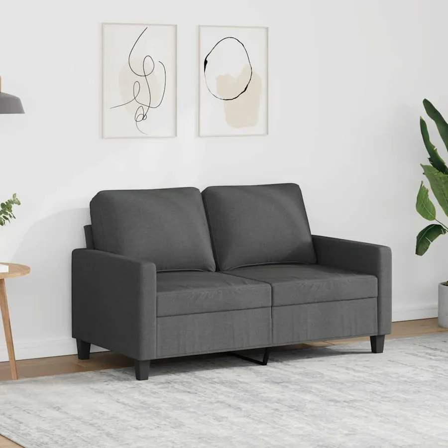 Canapé à 2 places Gris foncé 120 cm Tissu