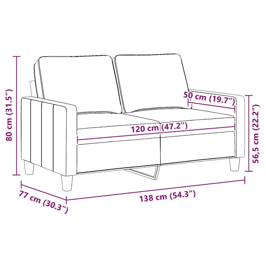 Canapé à 2 places Gris foncé 120 cm Tissu - 9