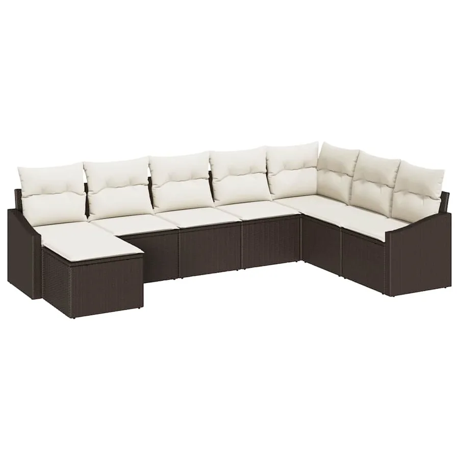 Ensemble de Canapés avec coussin 8 pcs Marron polyrotin - 2