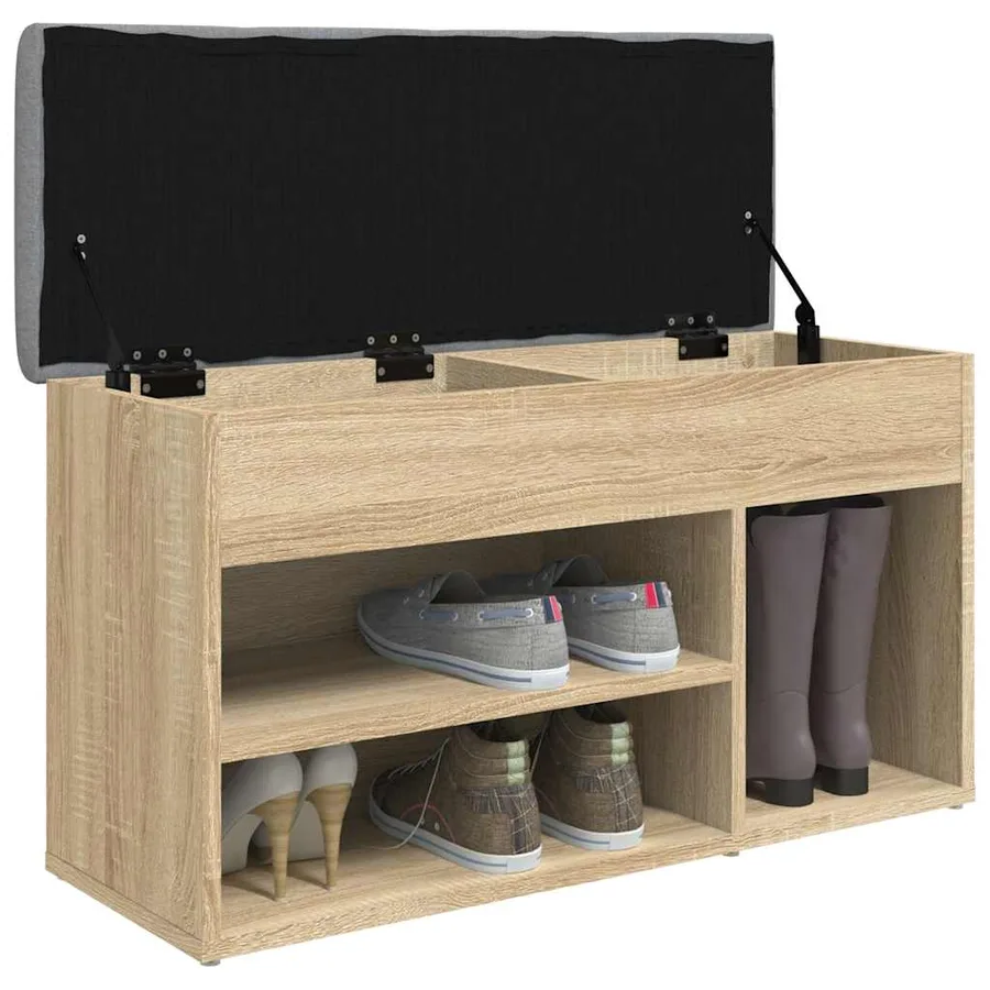 Banc à chaussures chêne sonoma 82x32x45,5 cm bois d'ingénierie - 4