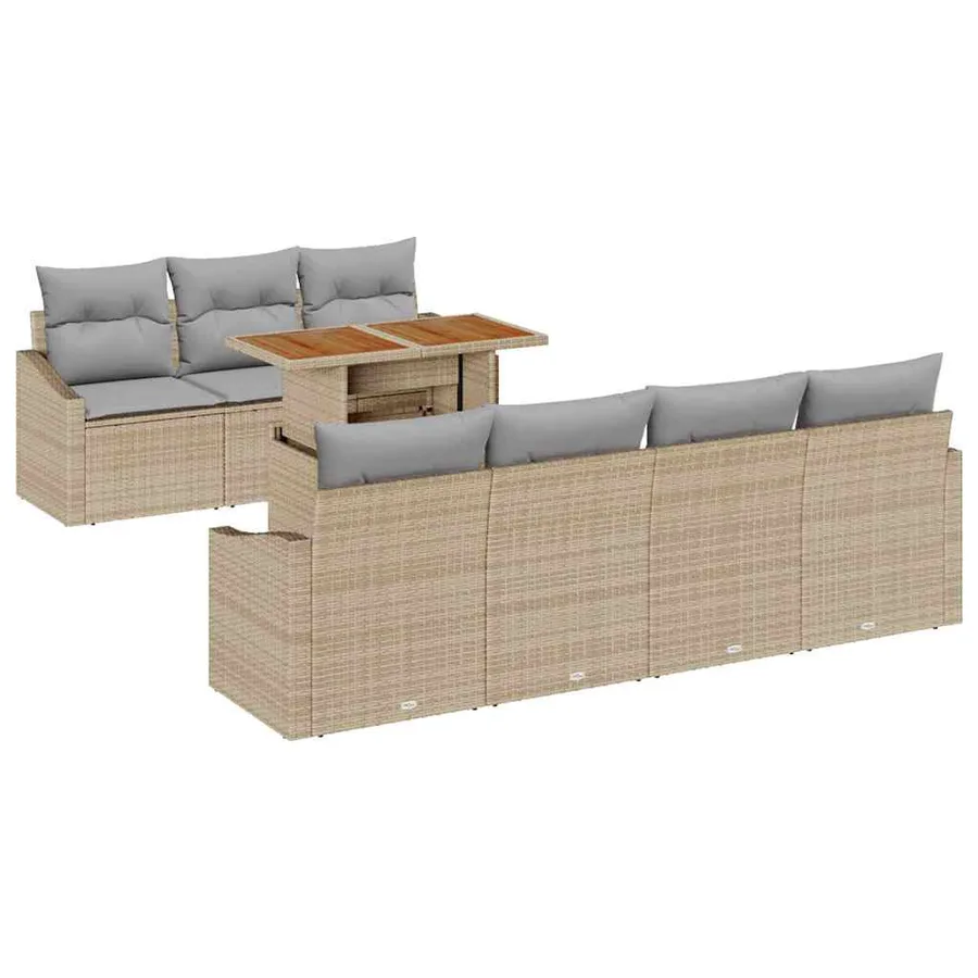 Ensemble de canapé de jardin 8 pc Beige et gris - 2