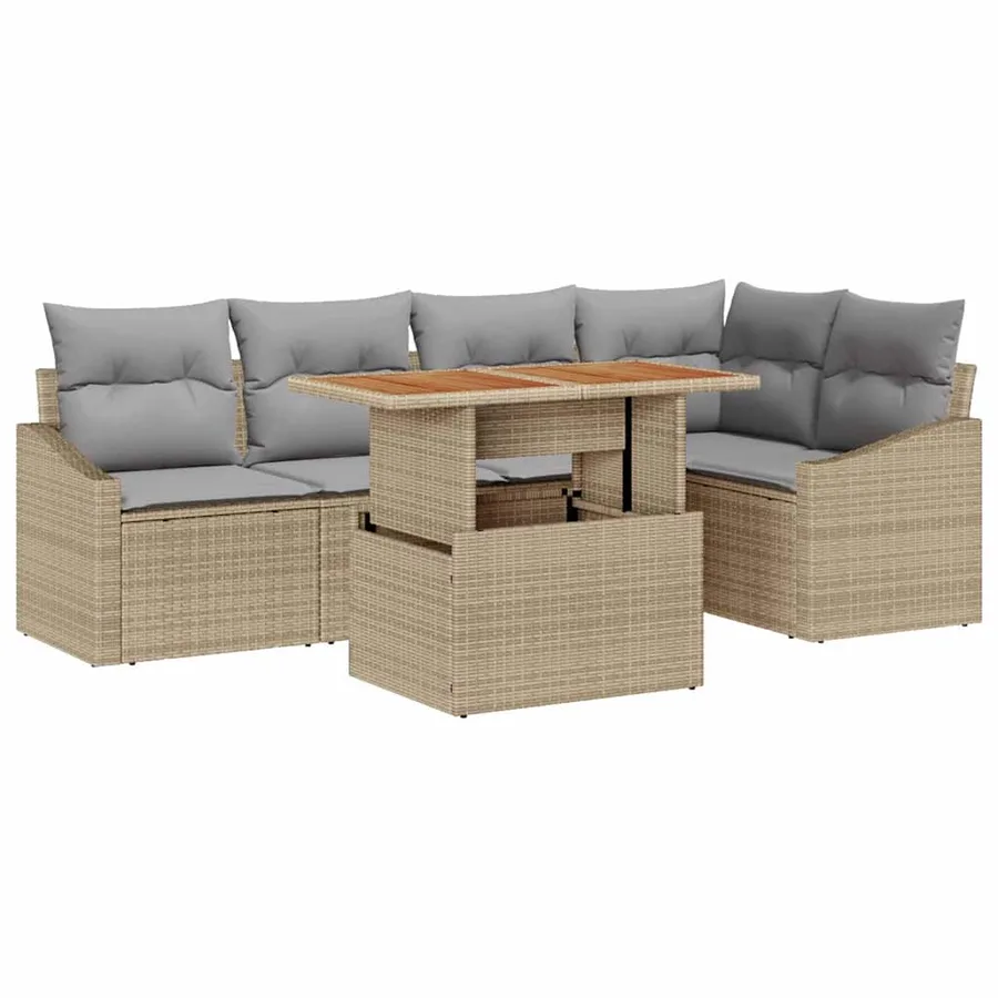 Ensemble de canapé de jardin 6 pc Beige et gris - 2