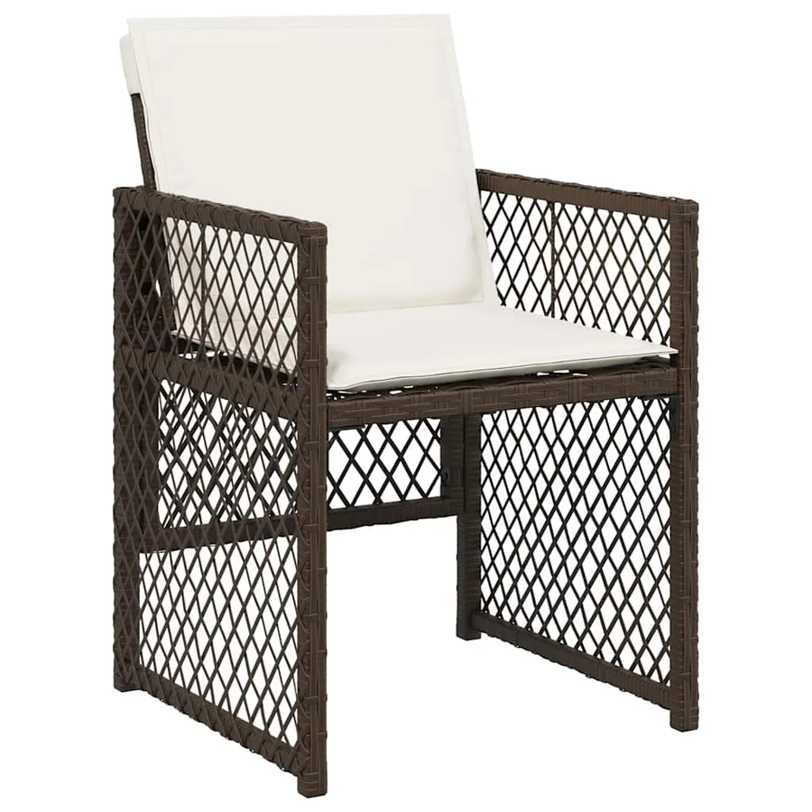 Ensemble à manger de jardin et coussins 11 pcs marron rotin - 4