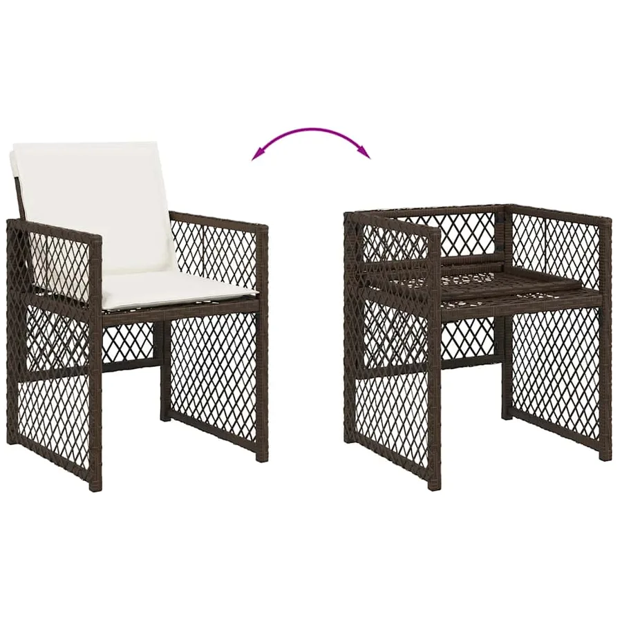 Ensemble à manger de jardin et coussins 11 pcs marron rotin - 5