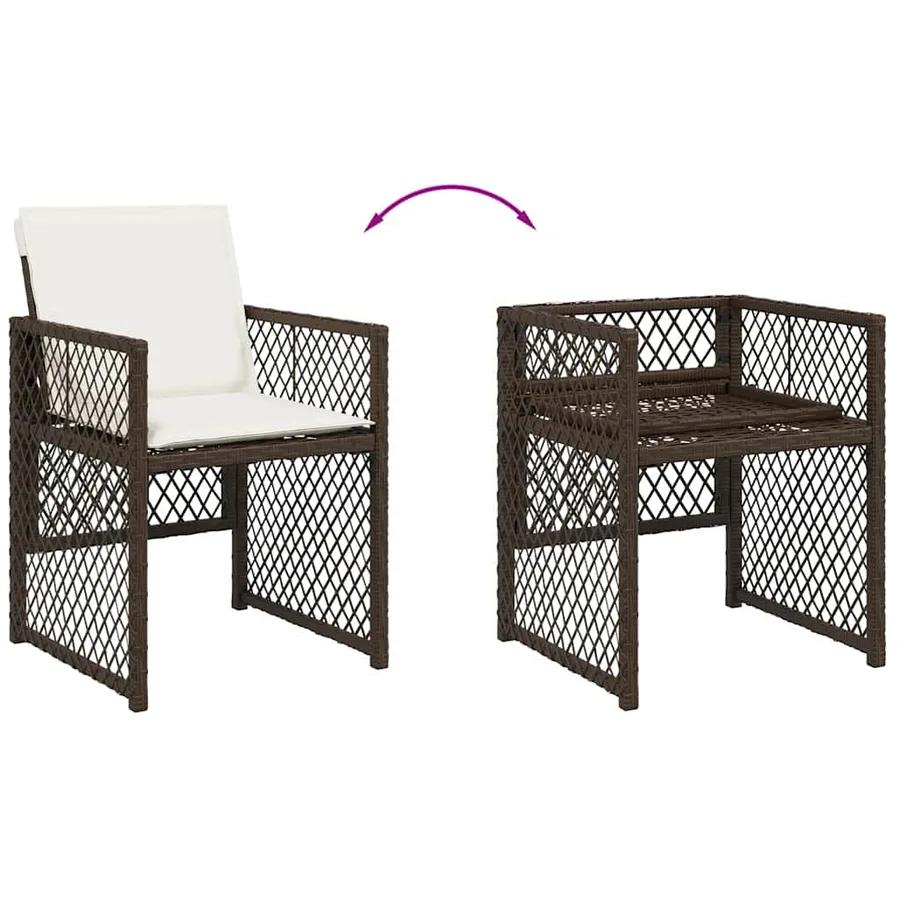 Ensemble à manger de jardin avec coussins 13 pcs marron rotin - 5