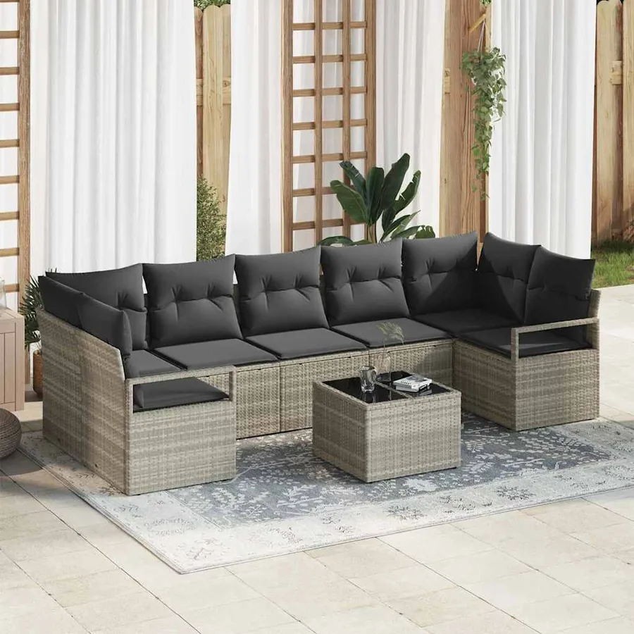 Ensemble de Canapés 8 pcs Gris clair et gris foncé polyrotin