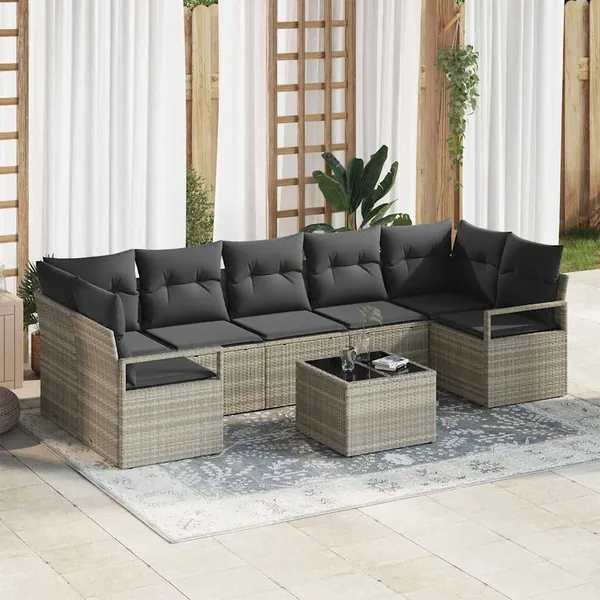 Ensemble de Canapés 8 pcs Gris clair et gris foncé polyrotin