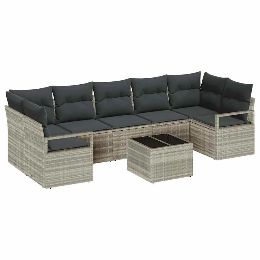 Ensemble de Canapés 8 pcs Gris clair et gris foncé polyrotin - 2