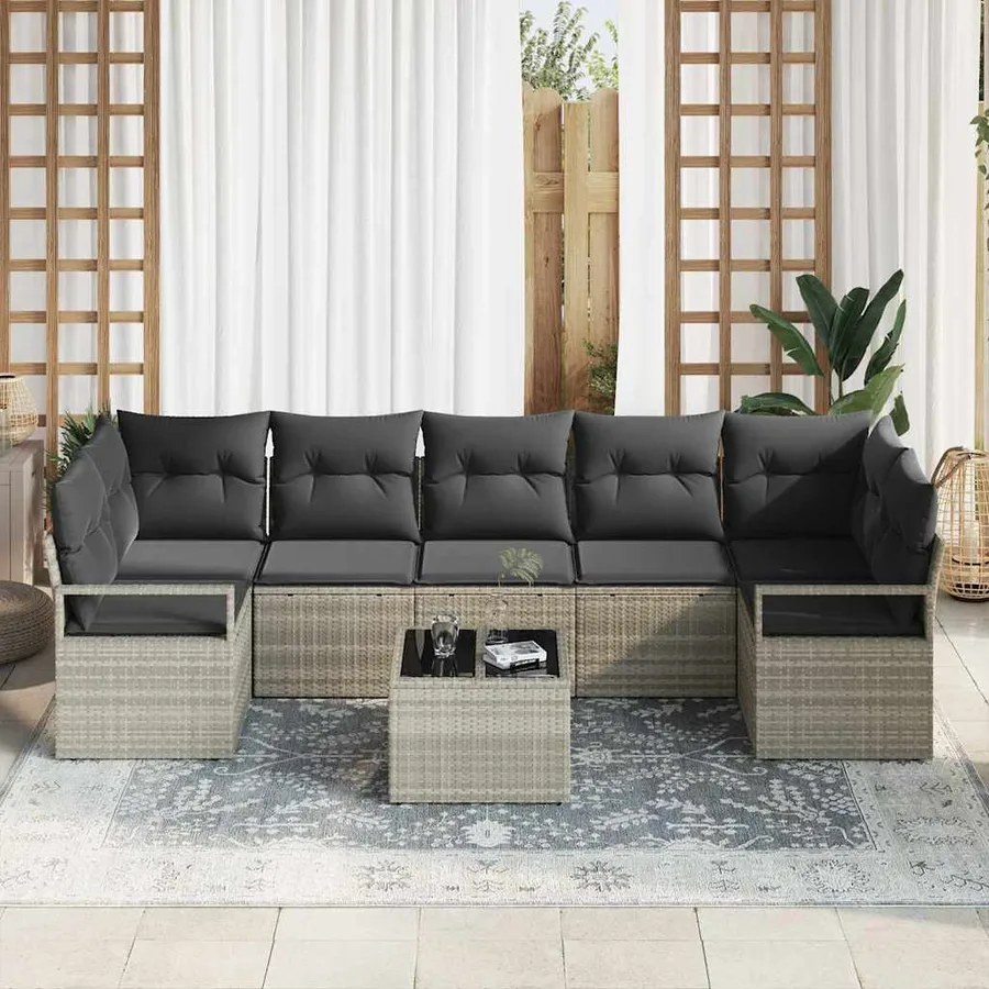 Ensemble de Canapés 8 pcs Gris clair et gris foncé polyrotin - 3