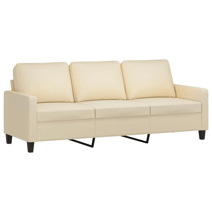 Canapé à 3 places avec repose-pieds Crème 180 cm Tissu - 4