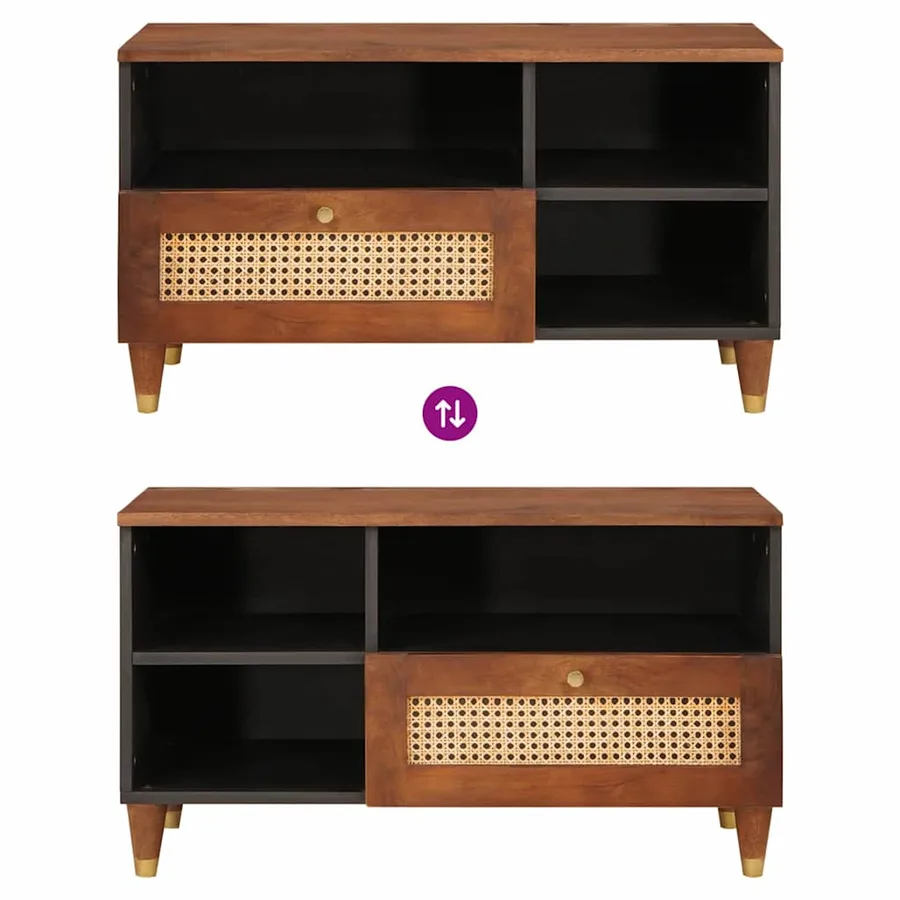 Meuble TV Marron 80 x 33,5 x 46 cm Bois de mangue massif - 10
