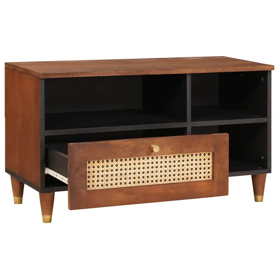 Meuble TV Marron 80 x 33,5 x 46 cm Bois de mangue massif - 2