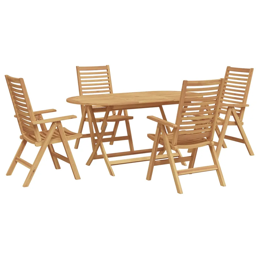 Ensemble de salle à manger pour jardin 5 pcs Marron - 2