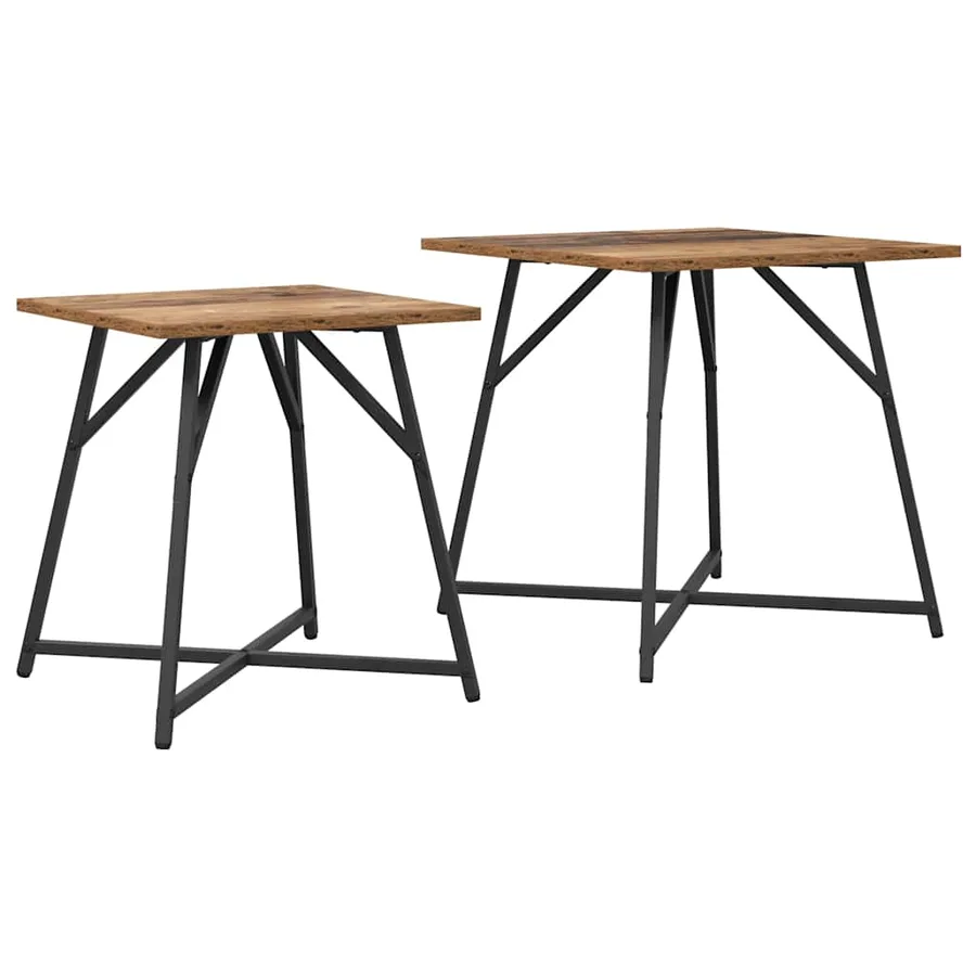 Ensemble de tables d'appoint 2 pcs Bois ancien et noir - 2