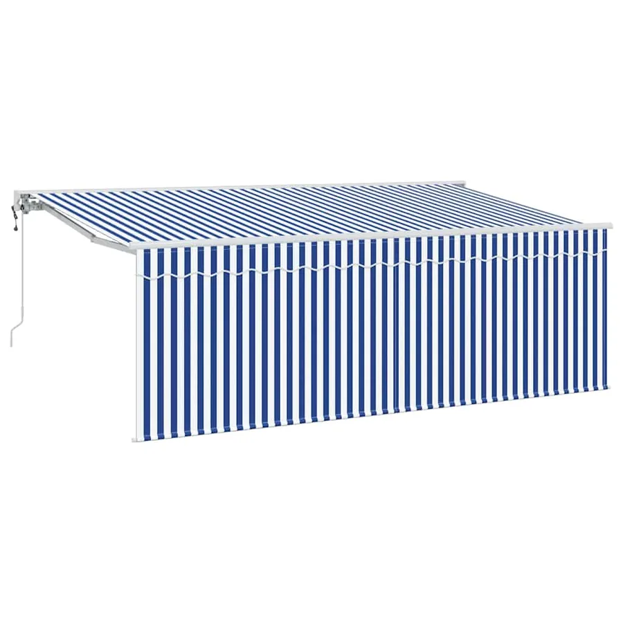 Auvent Rétractable Bleu et Blanc 400 x 200 cm - 2