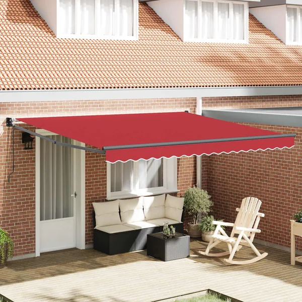 Auvent rétractable Rouge 400 × 300 cm Polyester et métal