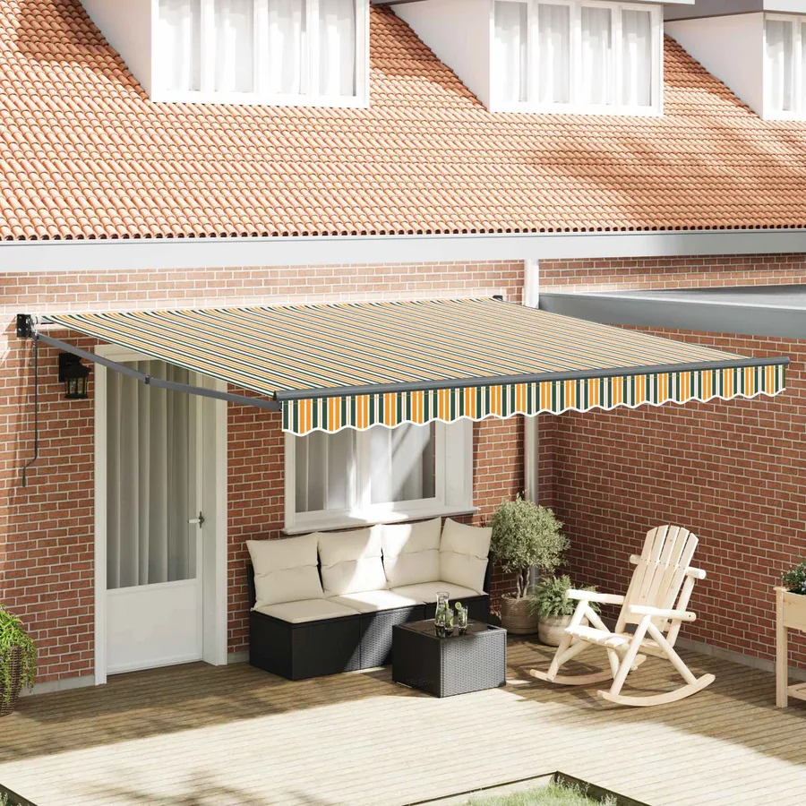 Auvent rétractable Multicolore 400 × 300 cm Polyester et métal
